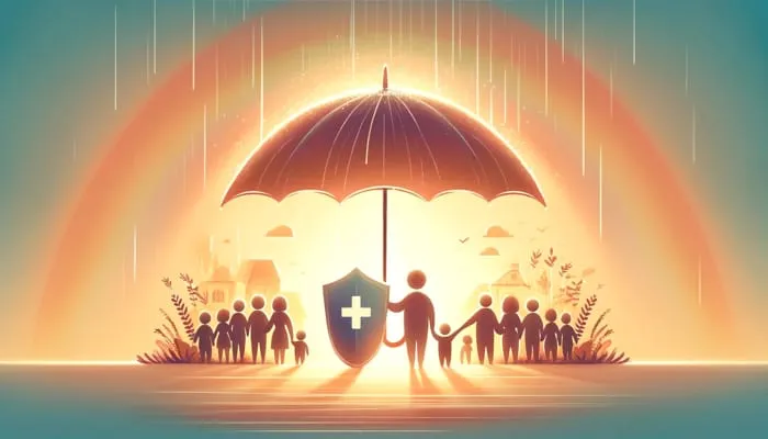 guarda-chuva representando proteção, protegendo funcionários, representando como escolher o melhor plano para sua empresa.