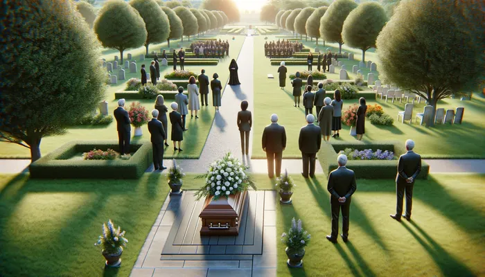 velório de um familiar, com várias pessoas, em um lugar bonito, representando como escolher a melhor assistência funeral.