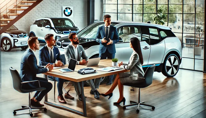 BMW na concessionária, representando ficha técnica bmw i3.